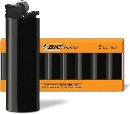 BIC Maxi Pocket Lighters, Safe...veryday Use, All-Black, 8-Pack