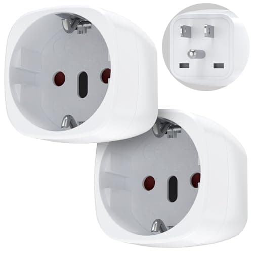 Fosmon European to US Plug Adapter, 2 Pack Europe EU to USA Travel Plug Adapter (Type C/E/F) EU to American Portable Charger Outlet Power Converter for Most of Europe- Germany Spain France, White