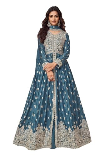 Shriva Fashion Indian Pakistani ready to wear anarkali gown for Events/Party/Festivals and ocassions for women (2897) (Blue, 44)