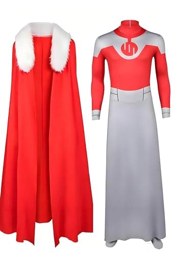 Hainnum Invincible Thragg Cosplay Costume Adults Grand Regent Thragg Jumpsuit Cloak Onesie Bodysuit Halloween Mens Outfits (Red Jumpsuit, S)