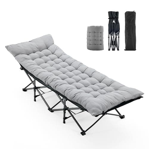 OLIXIS Folding Camping Cot, Ro... Compact Carry & Storage, Grey