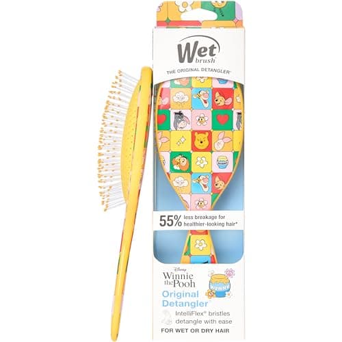 Wet Brush Disney Winnie The Pooh Original Detangler Hair Brush, Flexible Bristles Gently Detangle All Hair Types, Works on Wet or Dry Strands, Ergonomic Handle, Reduces Breakage, Pooh & Friends