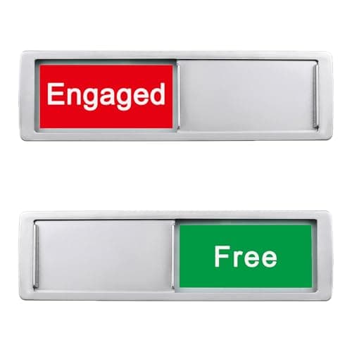Free/Engaged Sign,Magnetic Slider Door Signs For Home, Office Restroom Conference Hotels,Easy To Read, Non-Scratch In Use Available Sign Slider Door Indicator Tells Whether Vacant Occupied-7'' x 2'' - Silver