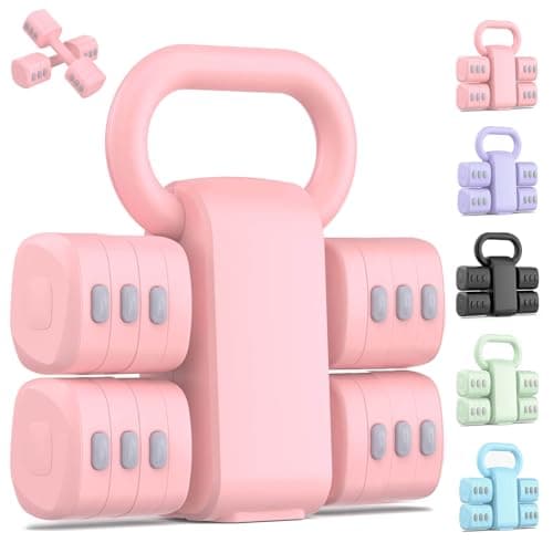 Nimsqury 2-in-1 Adjustable Dumbbell Set, Upgraded 4 Levels Hand Weights for Women Men, Each 2.2/3.3/4.4/5.5lb, Convertible Weights Dumbbells and Kettlebell Set for Home Gym Exercise & Fitness