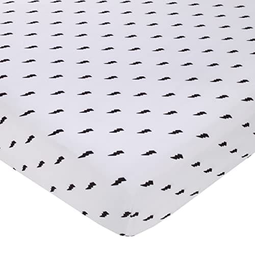 NoJo Lightning Bolt Black and ...hite Nursery Fitted Crib Sheet