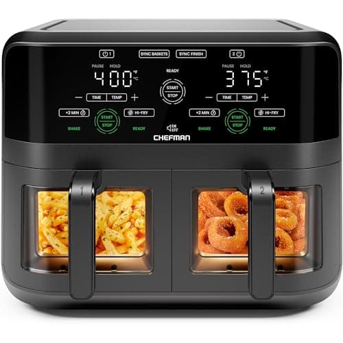 CHEFMAN 6 Quart Dual Basket Ai...gital Double Air Fryer - Black
