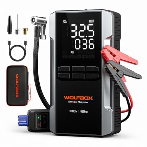 Wolfbox 3000A Jump Starter with Air Compressor $59.99