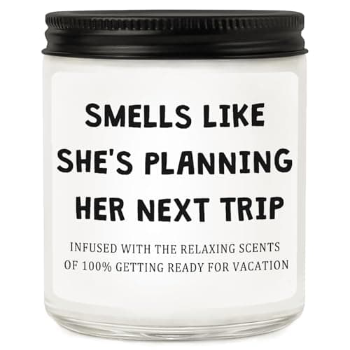 RIZOOCE Travel Gifts for Women, Unique Gift for Travelers - Cool Ideas for People Who Travel, Funny Birthday Christmas Vacation Trip Candles for Woman Couple Friend