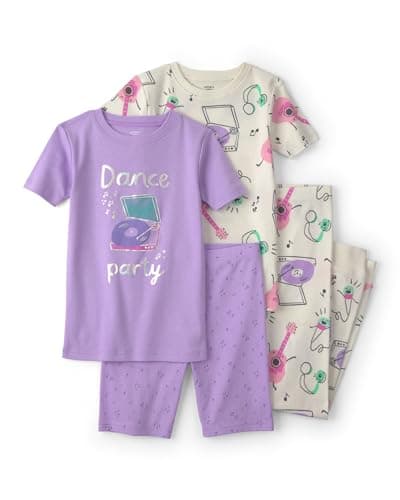 Carter's Girl 4-Piece Tight Fit Cotton Pajama Set, Purple, 6