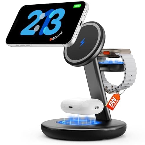 for Apple Watch 5W Fast Charger,15W • Silent •Not hot,3in1 Wireless Charging Station, Apple Mag-Safe Charger Stand,Fast Magnetic Wireless Charger Station for iPhone17-12 Series,Apple Watch Airpods