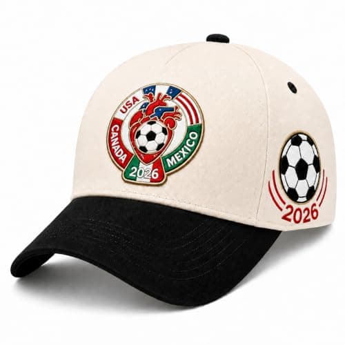 2026 World Cup Soccer Hat–USA Canada Mexico Host Countries Embroidered Baseball Hat Unisex Cotton for Soccer Supporters