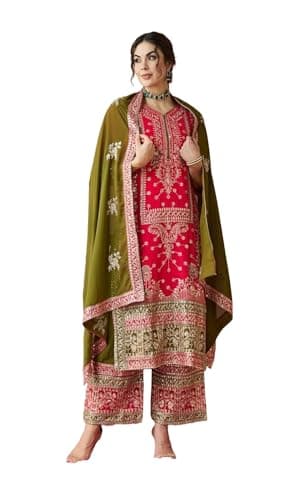 Kartutva Indian pakistani embroidered kurta set for women wedding party wear sharara palazzo style salwar kameez suit dress for women