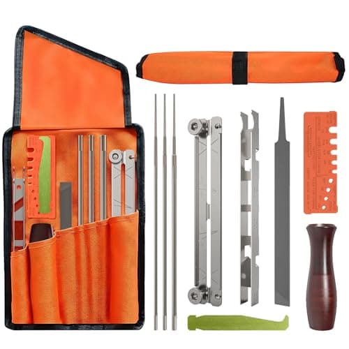 Buhobha 10-Piece Professional Chainsaw Sharpening Kit (afilador de motosierra) - Files in 5/32", 3/16", 7/32", Includes File Holder, Depth Gauge, Storage Case for Sharp Chainsaw Blades