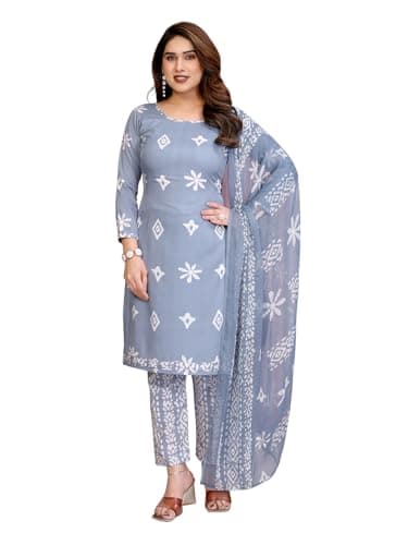 DIVA COUTURE Printed Crepe Salwar Suit Kurta Pant Set With Dupatta For Women Indian Pakistani Wear