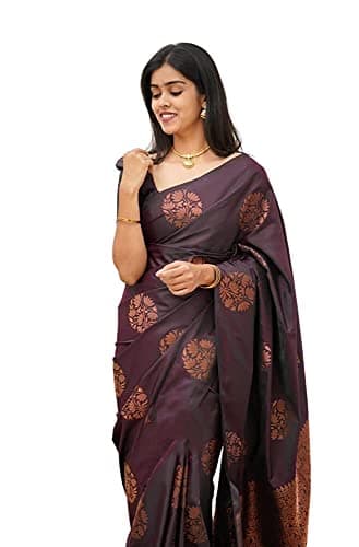 Sidhidata Textile Womens Banarasi Silk Saree with Blouse Perfect for Every Occasion (Fizzaa_Free Size) (Maroon)
