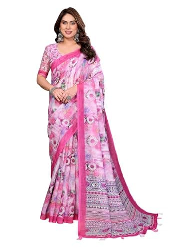 EVERYDAY CREATIONS Women’s Floral Printed Saree | Soft Lightweight Indian Sari with Blouse Piece for Party & Festive Wear (Purple)