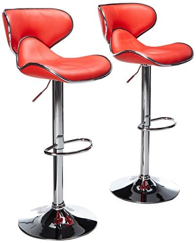 Roundhill Furniture Masaccio C...ith Chrome Base, Set of 2, Red