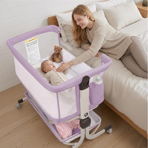 Baby Bassinet, Bedside Sleeper... Home or Travel, Pink & Purple
