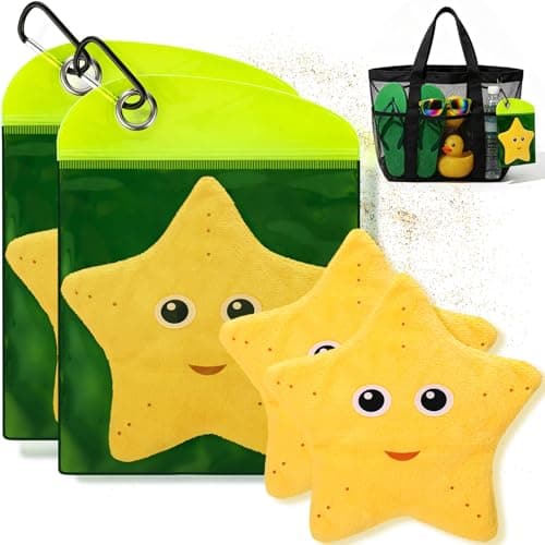 Mity rain 2PCS Sand Remover for Beach - Sand Eraser Wipe Mitt Bags, Beach Vacation Essentials for Kids Women, Must-Have Beach Accessories for Summer Trips Hawaii Travel Necessities & Supplies