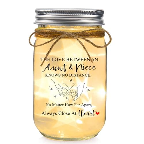 COZITED Aunt Gifts from Niece - The Love Between an Aunt & Niece Knows No Distance Mason Jar Night Light, Aunt Birthday Gift Aunt and Niece Gifts for Aunts Mothers Day Christmas Valentines