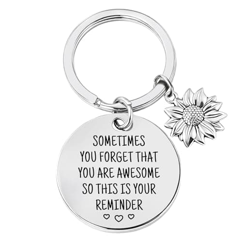 JIOMULIG Sunflower Inspirational Gifts - Positive Affirmation Reminder Engraved Keychain, Encouragement Stainless Steel Motivational Keepsake for Women, Christmas Birthday Present Stocking Stuffers