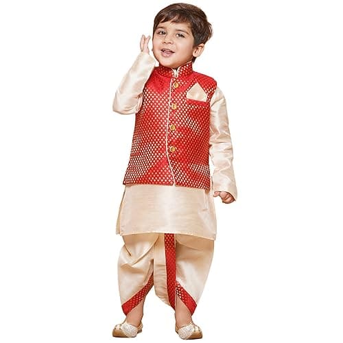 AJ DEZINES Indian Traditional Dhoti Kurta Dress For Boys|Indian Baby Boy Outfit|Dhoti Set For Kids|Ethnic & Festive Wear-RED0