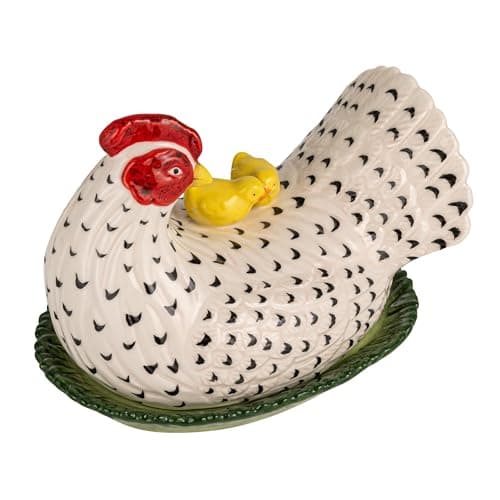 Creative Co-Op Stoneware Vinta...Shaped Butter Dish, Multicolor