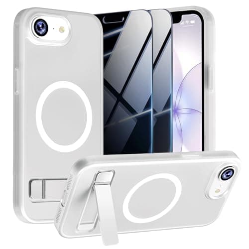 UWQAP Magnetic Case for iPhone 17e/iPhone 16e with 2X Privacy Screen Protectors,iPhone 17 e/16 e Phone Case with Stand & Compatible with MagSafe,Shockproof Translucent Matte Protective Cover,Frosted