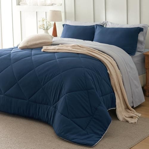Prime: 7-Piece Bedsure Comforter Set (Navy): Queen: $24.59, Full $26.39 + Free Shipping