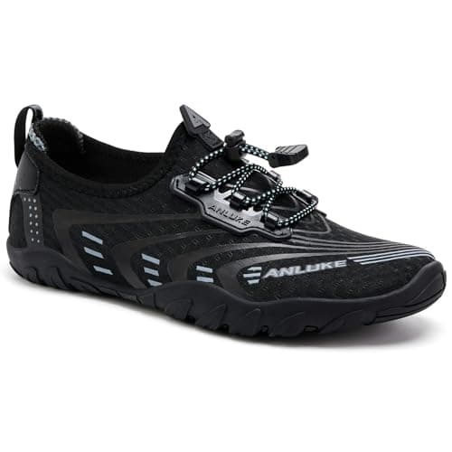 ANLUKE Mens Womens Water Shoes Swim Shoes Aqua Shoes Barefoot Quick-Dry Beach Surf Water Sports Shoes AllBlack
