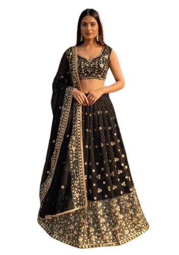 Indya Multicolor embroidered Georgette Lehenga Set With Dupatta for Party & Cocktail | Sleeveless | Indian Ethnic Wear