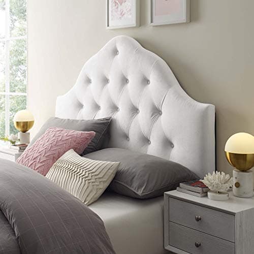 Modway Sovereign Queen Diamond...rmance Velvet Headboard, White