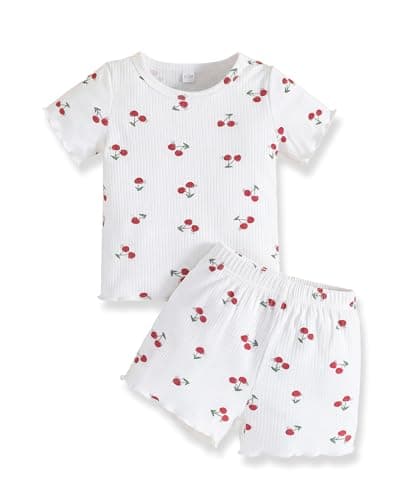 Rosibel Baby Girl Summer Clothes Short Sleeve Top and Shorts Set White 6-9M