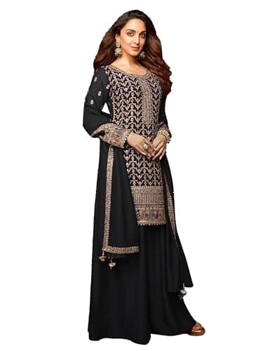 Shriva Fashion Indian ready to wear salwar kameez for Festival wedding party plus size Sharara suit party for women (2891) (Black, 54)
