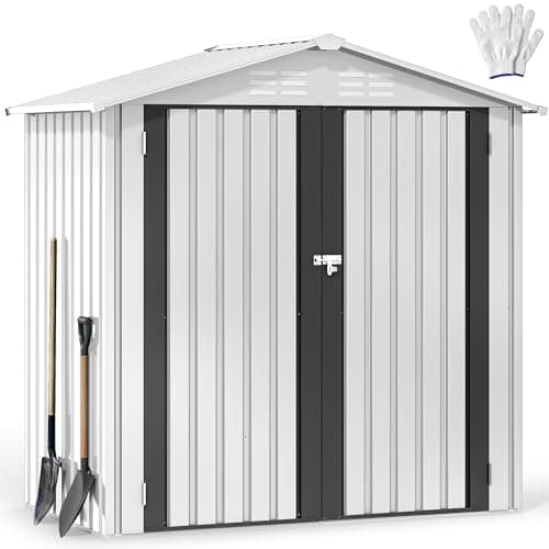 DWVO 6x4ft Tool Storage Shed, ...Garage, Backyard, Lawn - White