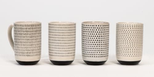 House Beautiful Versatile Modern Stoneware Mug Set - 19.5 oz, Set of 4 (Metro Mornings)