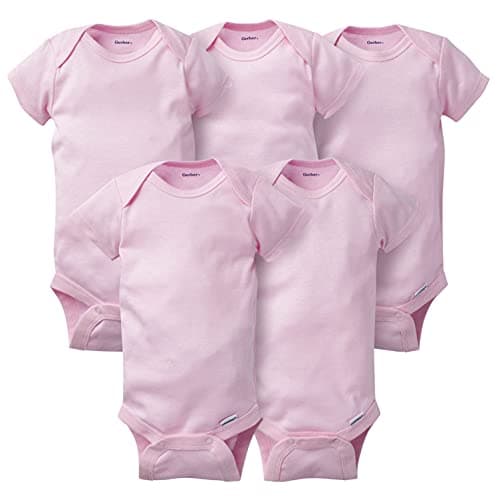 Gerber unisex baby 5-pack Solid Onesies Bodysuits Shirt, Pink, 12 Months US