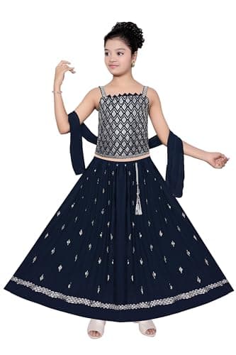 CLOTH ADDA Kids Indian Girls Ethnic Kurta Lehenga Choli Dress Set, Sequence Work, Size 3 Years to 14 Years