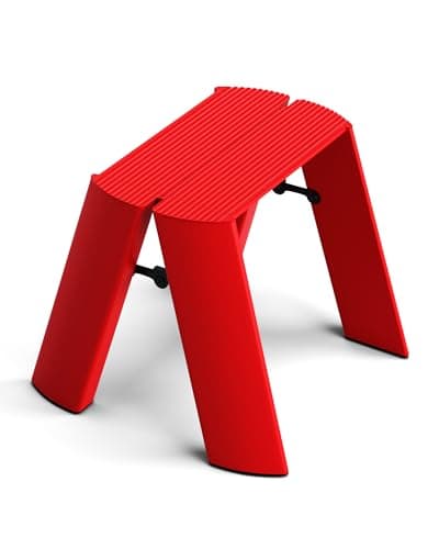 HillhutApex Step Stool, Aluminum Foldable Step Ladder, Lightweight Stable Stool with Non-Slip Pedals, 330lbs Capacity Stylish Ladder for Office,Home,Kitchen -Red