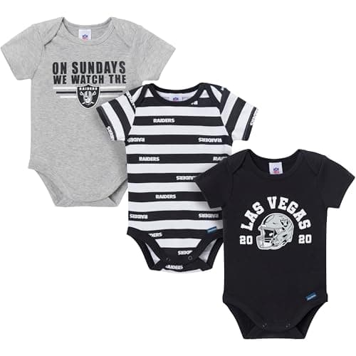 Gerber Baby Boys' NFL 3-Pack Onesie Bodysuit, Raiders, 18 Months