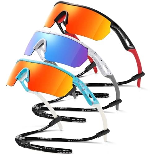 Vcarsian Kids Sunglasses Youth Baseball Sunglasses for Boys Girls 3-12 Polarized Softball Cycling Sports Goggles UV Protection