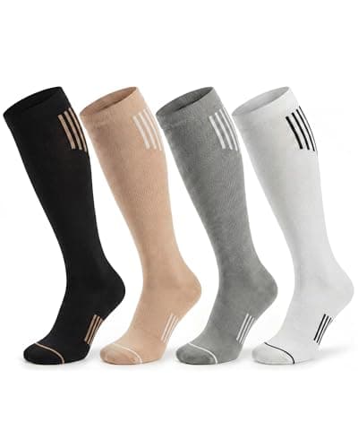 Giftfly 4-Pack 15-20 mmHg Athletic Compression Socks, Multicolor, S/M