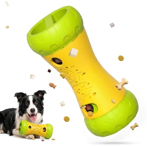 Treat Dispensing Dog Puzzle Toy for Small Medium Large Dogs, Dog Toys for Aggressive Chewers, Mental Stimulating Slow Feeder, Boredom Relief Interactive Puppy Enrichment to Keep Them Busy Yellow
