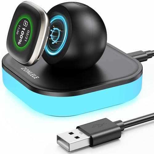 Charger Stand Dock for Fitbit Versa 4/ Fitbit Versa 3/Fitbit Sense 2/Fitbit Sense/Google Pixel Watch 3/Google Pixel Watch 2, Magnetic Charging Replacement Accessories with Light & 3.3FT USB A-C Cable