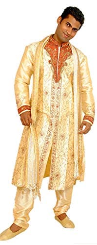 Apparelsonline Men's Big Sherwani Suit Big Gold