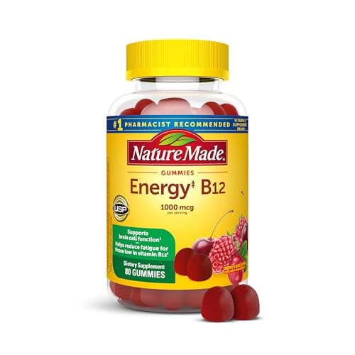 Nature Made Vitamin B12 Gummies 1000 mcg per serving, Dietary Supplement for Energy Metabolism Support, B12 Vitamins, 80 Gummy Vitamins, 40 Day Supply