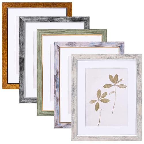 Fixwal 8x10 Picture Frame Set of 5, Vintage Photo Frame, Rustic Retro Picture Frame with Tempered Glass, Decorative Art on Walls and Tabletop Placement