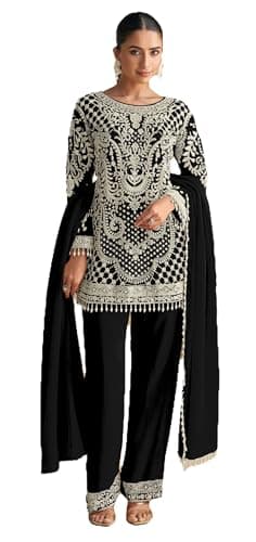 STELLACOUTURE Ready to wear salwar kameez for women, Indian Pakistani traditional ethnic suit Eid, Wedding, Party 2974-O (Black, 36)