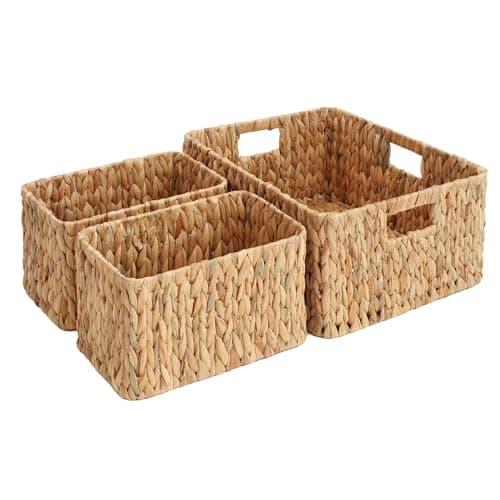 JS HOME Set of 3 Wicker Basket...torage Baskets Shelf Organizer