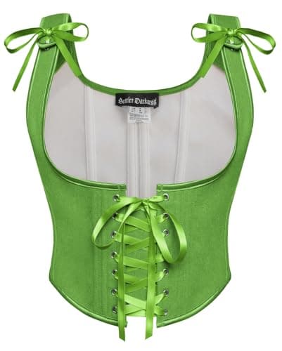 Scarlet Darkness Women's Underbust Corset Top Renaissance Medieval Lace-up Boned Fairycore Pirate Corsets Solid Leaf Green Size 16